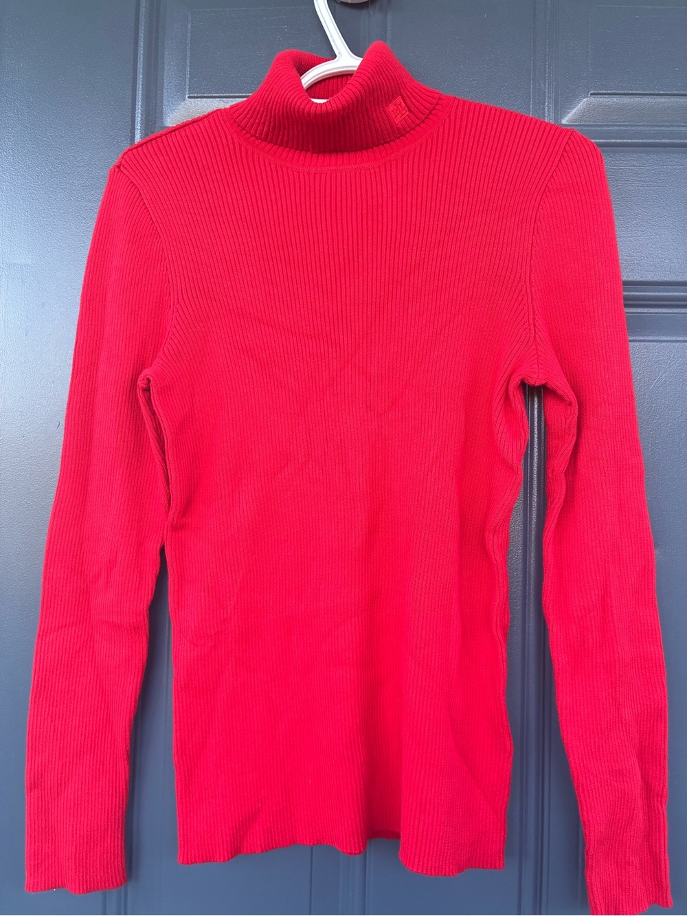 LRL Ralph Lauren rib knit red turtleneck cotton sweater. Like new cond. Size M